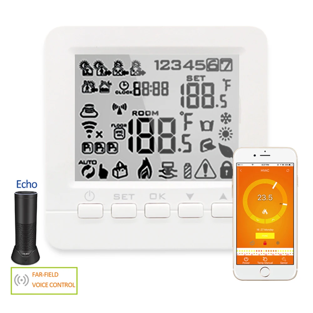 Alexa программируемый умный WiFi термостат водного пола Голосовое управление