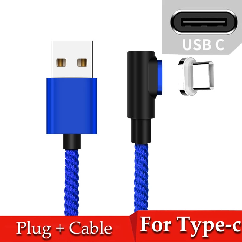 Магнитный Micro USB кабель 8 Pin USB C адаптер быстрой зарядки для iPhone Xiaomi huawei зарядное устройство Магнит Быстрой зарядки usb type C шнур - Цвет: Blue For Type-c