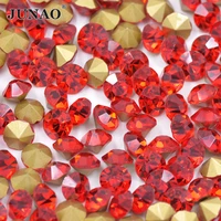 junao ss6 8 10 12 16 20 30 red glass crystal rhinestone appliques nail art crystal stone stickers pointback strass decoration