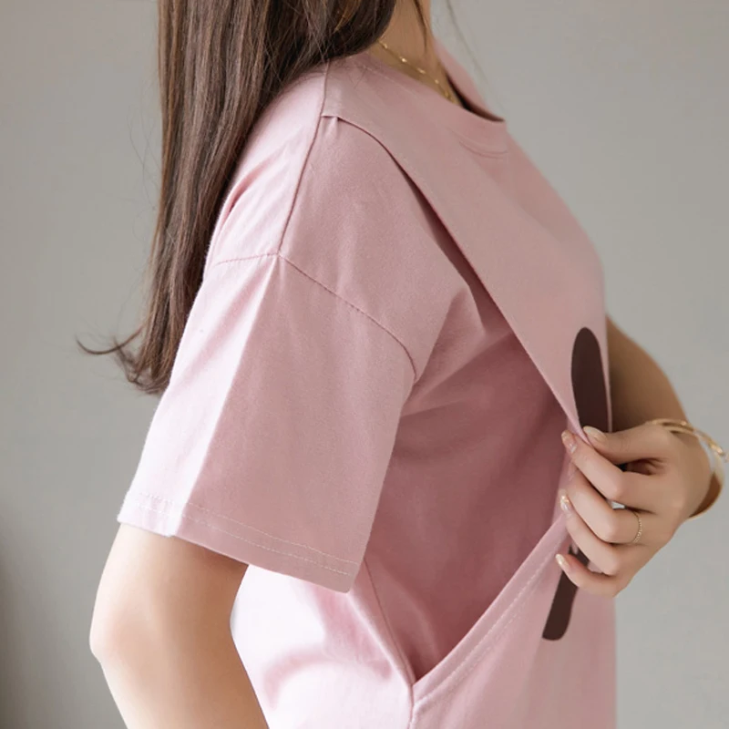 

Платье для кормления беременных женщин Летняя одежда для кормящих матерей топ с коротким рукавом хлопковая одежда для беременных с принтом Оптовая и розничная продажа 6868