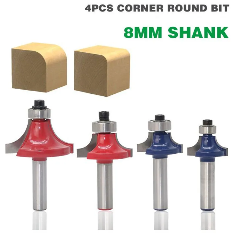 4 шт./компл. 8 мм хвостовик концевые фрезы с закругленными концами подшипник Dovetail