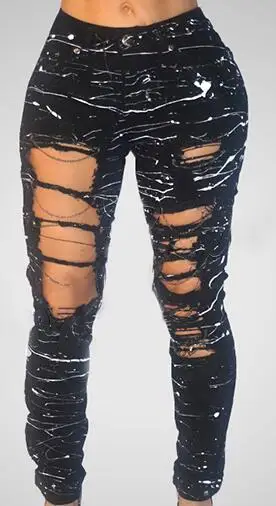 

New women's pierced jeans, sexy lacquered trousers and chains for women in 2020
