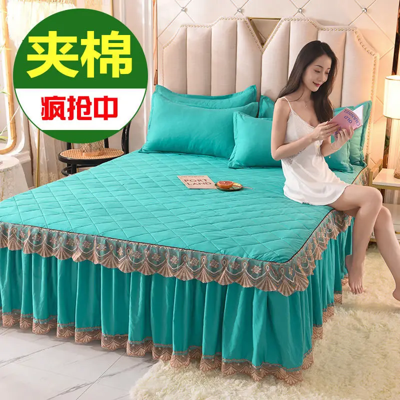 

Autumn and winter thick quilted lace bed skirt non-slip one-piece bedspread cover bed sheet bed sheet Simmons protective cover