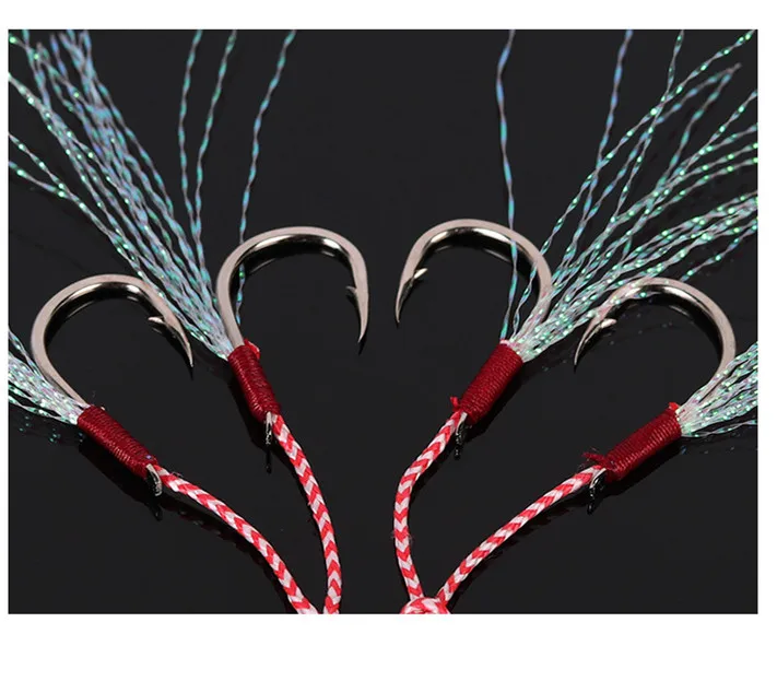 

Ufishing Anti-corrosion Assist High Carbon Steel Jigging Fishhook with Feather 2Pcs/Set