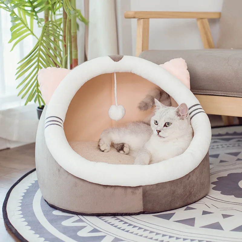 

Cat Bed Dog House Cozy Calming Soft Fleece Tent Cave Nest Hood Beds for Small Medium Pets Washable Warming Sleeping Kennel