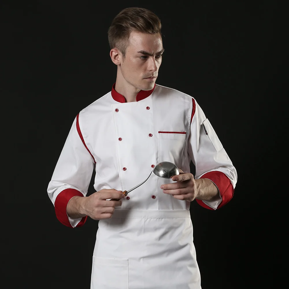 Высококачественная Куртка поварская с длинными рукавами услуги повара jackte рабочая одежда отеля Ресторан рабочая одежда рабочие Униформа повара Топы