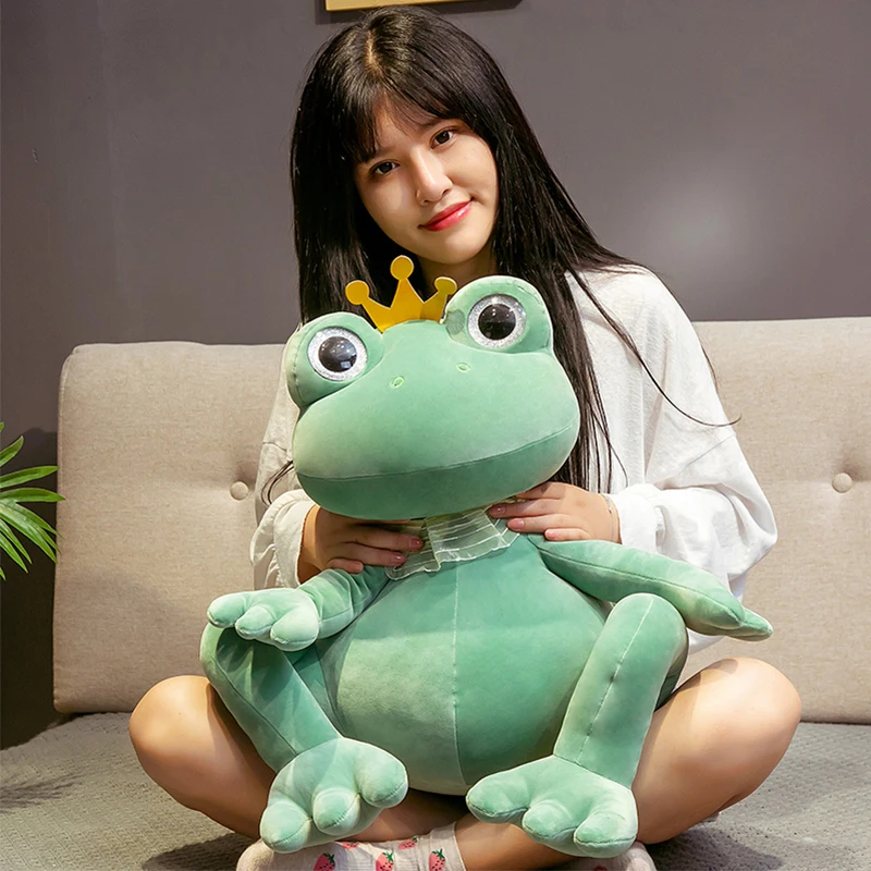 

25-55cm Cute Fat Frog Plush Toy Soft Cartoon Frog With Crown Stuffed Animal Doll Kids Sleeping Pillow Children Birthday Presents