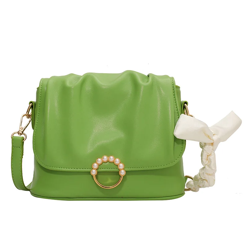 

Small PU Leather Bucket Crossbody Bags for Women 2021 Trends Designer Lady Pearl Branded Shoulder Purses and Handbags