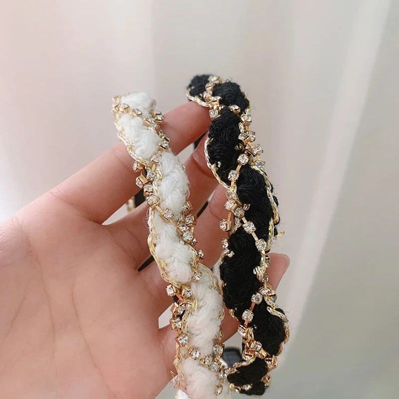 

Pearl Gold Metal Chain Braid Hairbands Head Bands for Women Crystal Rhinestone Jewelry Headband Girls Headpiece Hair Accessories