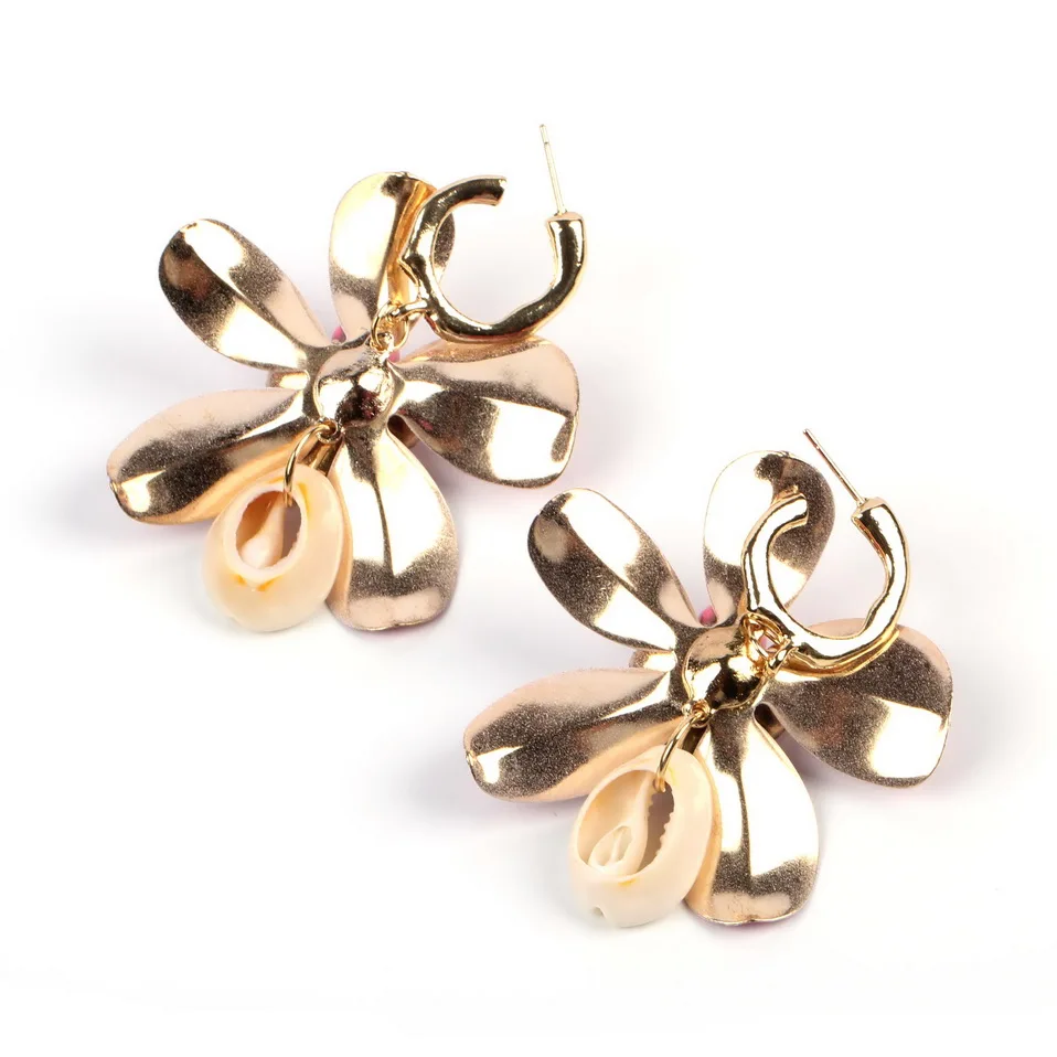 Женские Висячие серьги-подвески Florosy серьги золотистого цвета с металлической