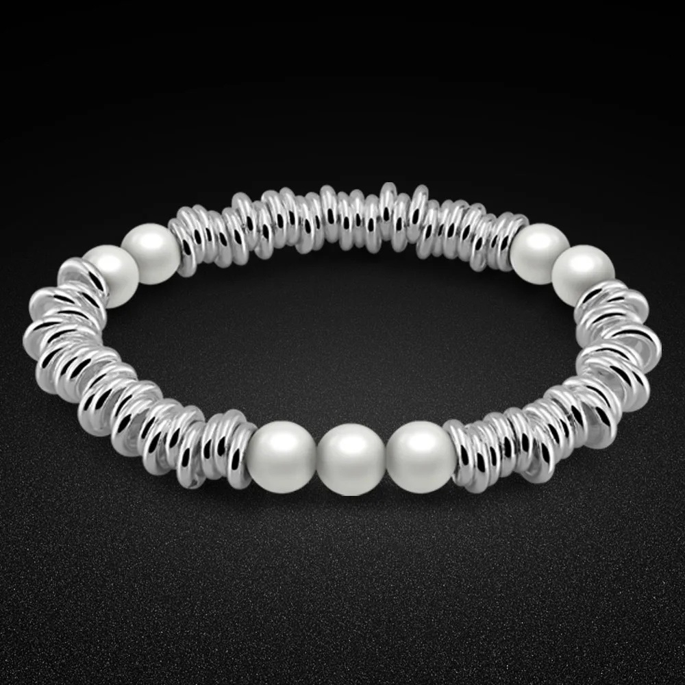 

Осеннее серебряное ювелирное изделие, женский браслет из стерлингового серебра 925 пробы с многослойной петлей, Пресноводный Жемчуг, серебр...