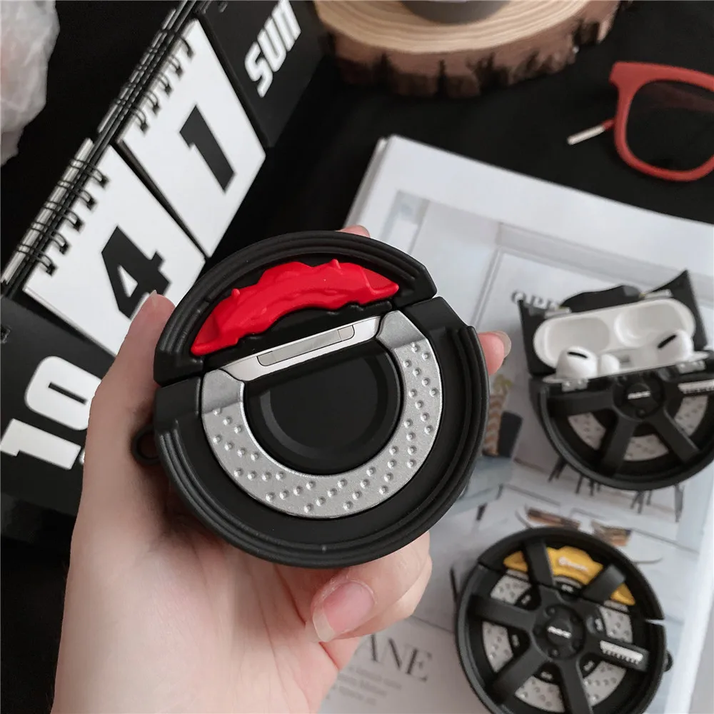 Роскошный чехол для беспроводных наушников Supercar tyre Airpods 1 2 Pro box 3D силиконовый |