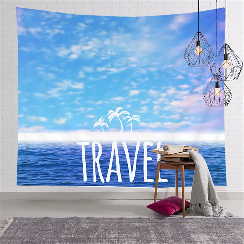 

Custom Bed Summer Shell Ocean Tapestry Hippie Tapestries Wall Art Decor Hanging Fabric Living Ceiling Room CGT008
