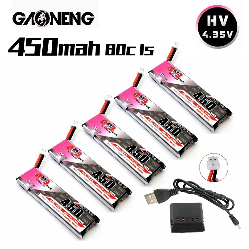 GNB 1S 3 8 V 80C/160C HV 4 35 450MAH LiPo батарея с PH2.0 зарядное устройство для RC FPV Drone M80S Tiny7 Beta75S Emax