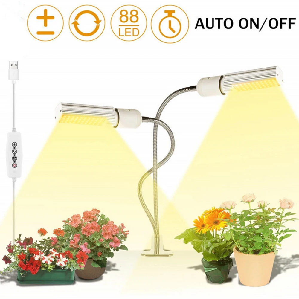 

USB Powered LED Plant Grow Light Dimming Sunlike Timing Hydroponic Full Spectrum Flexible Gooseneck for Greenhouse Flower Phyto