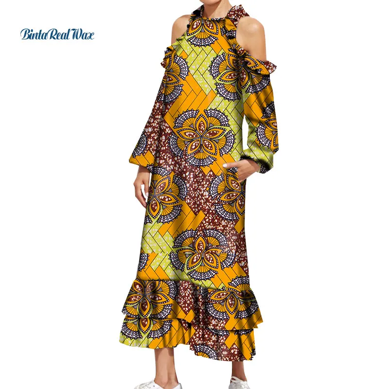 

2021 Summer African Dresses for Women Print Sleeveless Dresses Vestidos Bazin Riche African Ankara Dresses Women Clothing WY8552