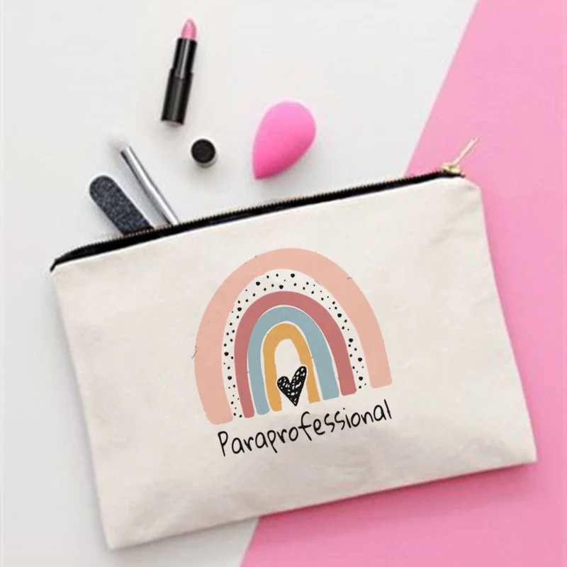 

Women Boho Paraprofessional Rainbow teacher Make up bag Fashion Women Cosmetics Bag for Travel Colorful Storage Bag for Lady Bag