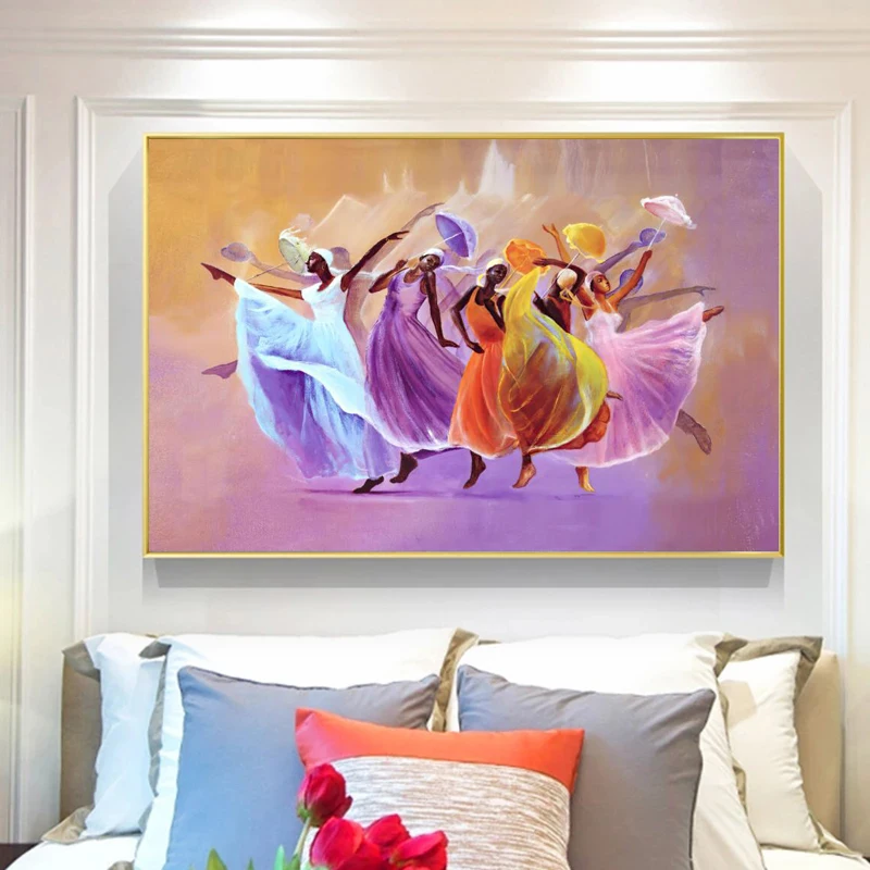 Картина маслом на холсте с изображением танцующих женщин в африканском стиле |
