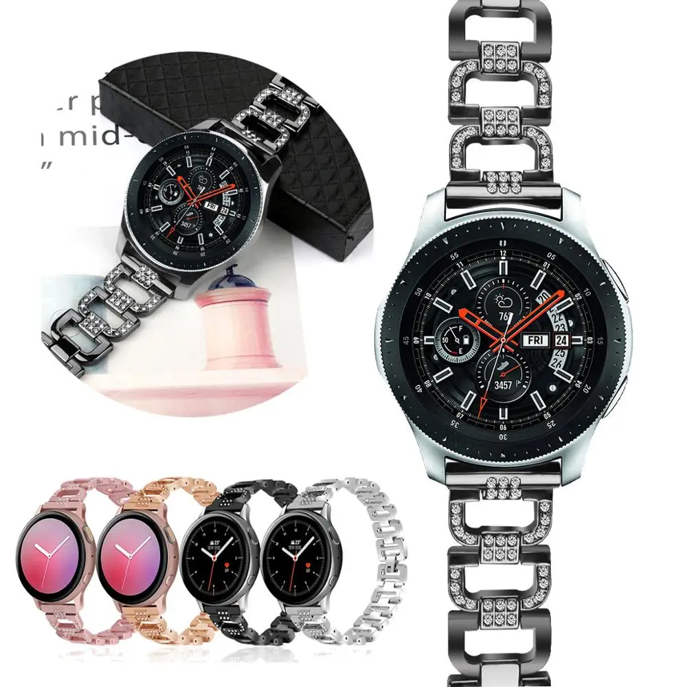 Женский металлический браслет с бриллиантами для Samsung Galaxy Watch active 2 22 мм 20 ремешок