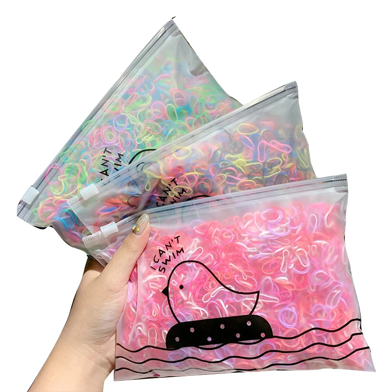 1000 шт/Сумка для маленьких девочек одноразовые ТПУ конфетный цвет резинки волос