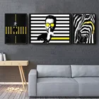 Современный городской серии Черный и белый искусство ресторан бар Зебра характер художественный постер Картина декоративная живопись Гостиная исследование де