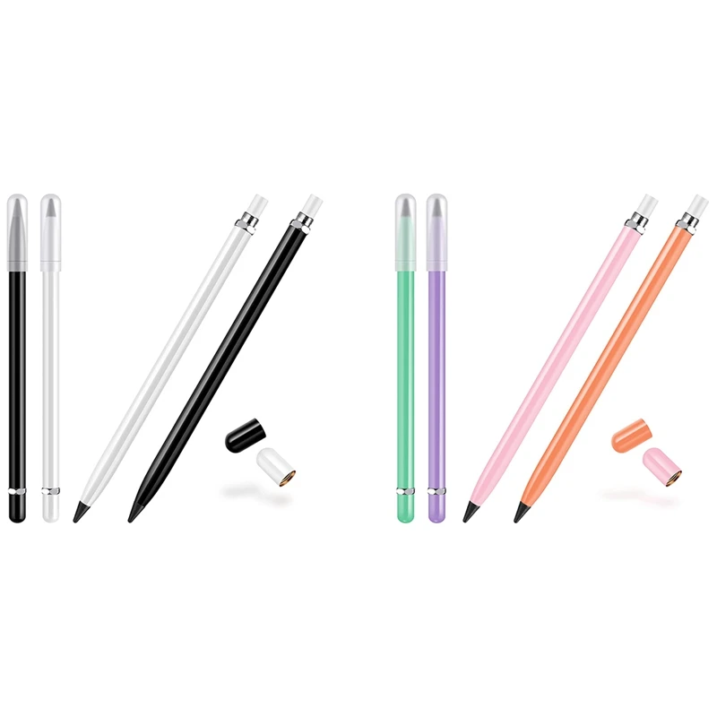 

4 Pieces Metal Inkless Pen Metal No Ink Pencil Infinite Metallic Write Pen Metallic Erasable Pen for Kids and Adults