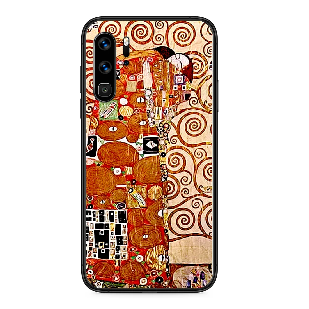 

kiss Gustav Klimt Painting Art Cat Phone case For Huawei P Mate Smart 10 20 30 40 Lite Z 2019 Pro black cover tpu hoesjes luxury