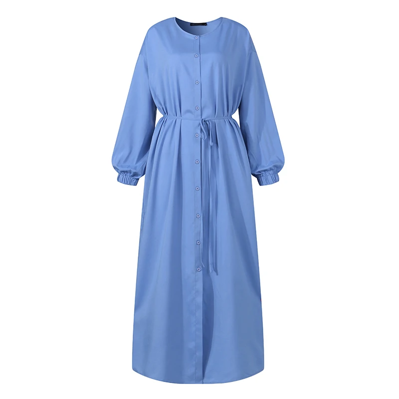 Женское длинное платье-рубашка с длинным рукавом из хлопка разрезом осень 2021 |