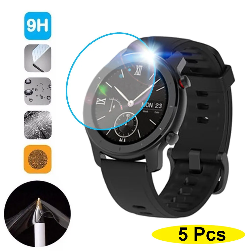 5 шт. Гидрогелевая Защита экрана для смарт-часов AMAZFIT GTR 42 мм круглая прозрачная