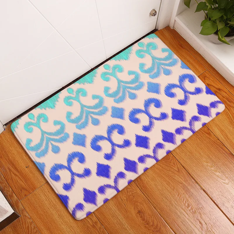 Полосатый цветной напольный коврик нескользящий из микрофибры для входа в