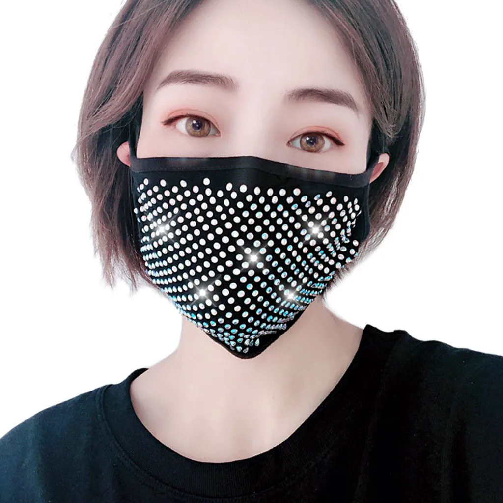 Модные женские респираторы с блестками пылезащитные ветрозащитные стразы маска