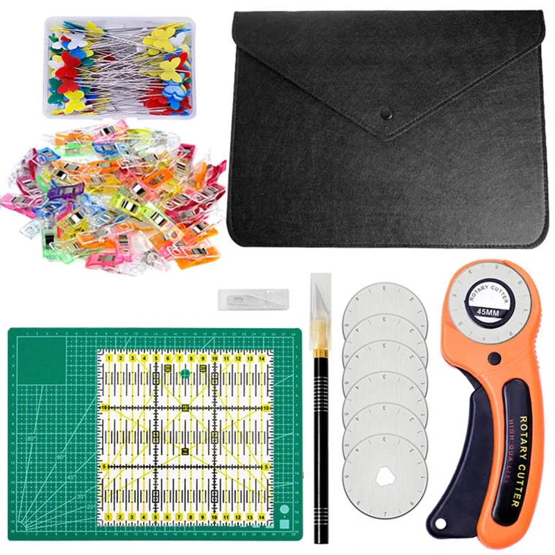 

LMDZ Rotary Cutter Kit with Mat Patchwork Ruler Carving Knife Spare Cutter Storage Bag Suitable for Beginner Crafting at Home