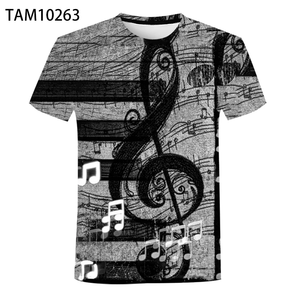 Модная мужская и женская футболка в стиле Харадзюку с музыкальными нотами