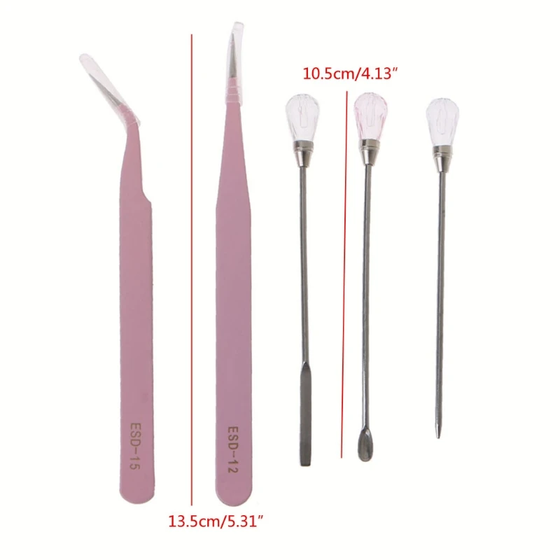 

5Pcs Resin Mold Tools Set Resin Mixing Stirring Sticks Bubble Removers Needle Pigment Spoon Tweezers Resin Crafts Tools R9JE