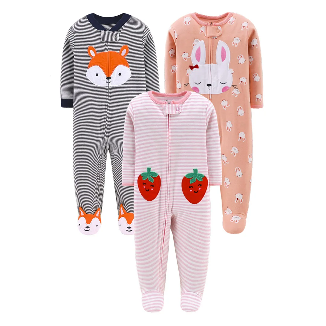 

Four Seasons Newborn Baby Clothes Baby Girls Boys CN(Origin) Pajama Romper Infant Cartoon Zipper Long Sleeve One-piece 3-12m