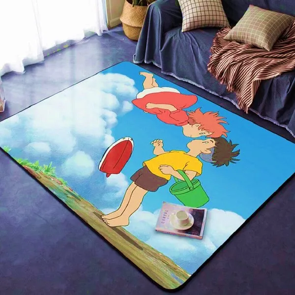 Мультяшный студийный напольный коврик ghilii Ponyo на скале с золотой рыбкой для двери