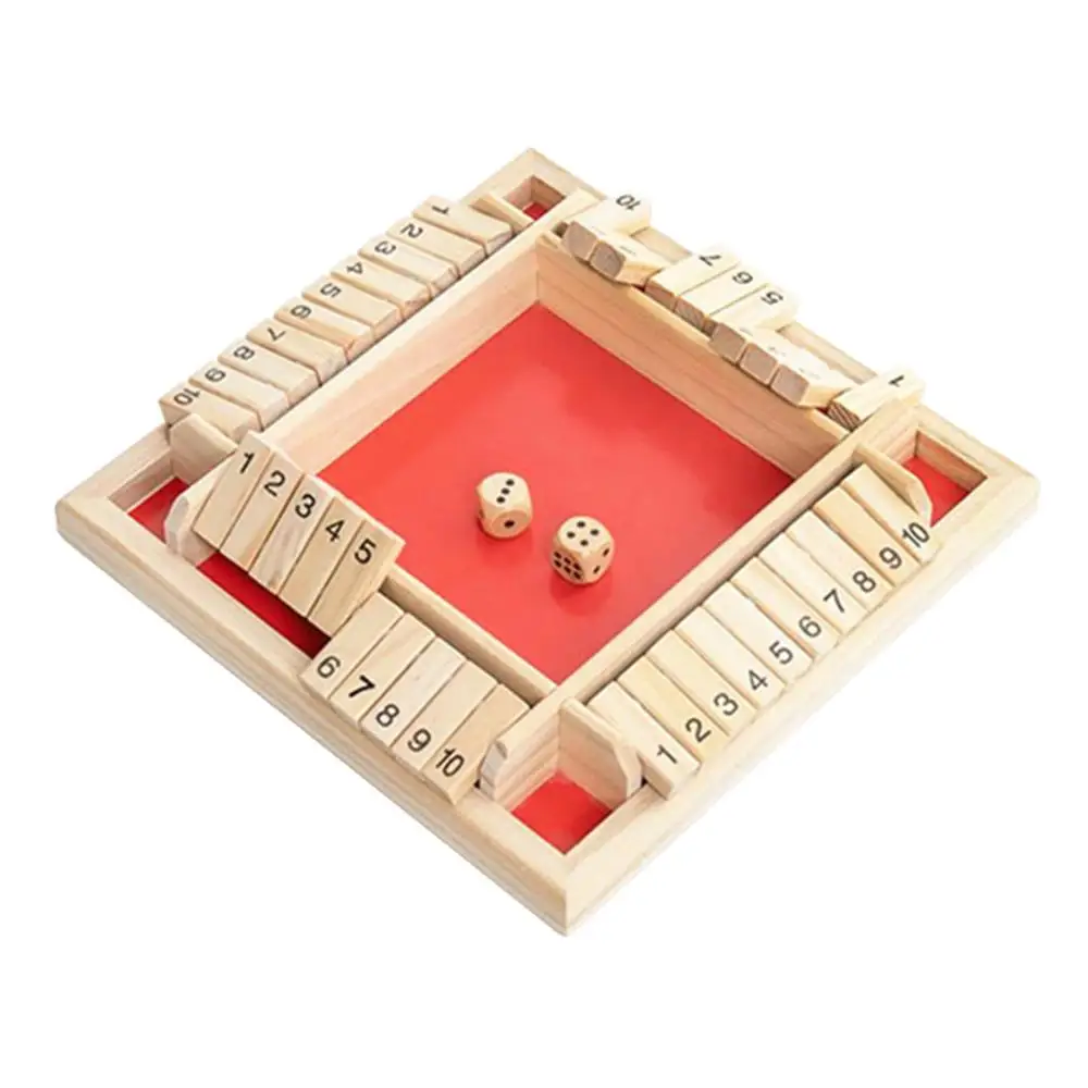 

Shut The Box Board Game Dice Set Deluxe Four Sided 10 Numbers Board Game Party Club Drinking Games for Kids Adults Families