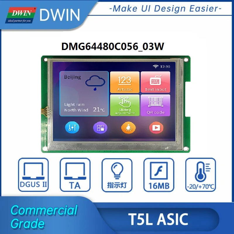 DWIN 5.6 Inch Smart LCM Arduino HMI TFT LCD Module 640*480 Resolution Commercial Grade Touch Panel Display TTL/CMOS Interface  - buy with discount