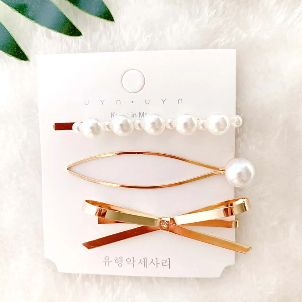 3 шт. Элегантные Заколки для волос с бантом девочек имитация жемчуга заколки из