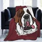 Очаровательное мягкое покрывало с изображением Сенбернара для собаки, для кресла, Флисовое одеяло, очень теплое для дивана