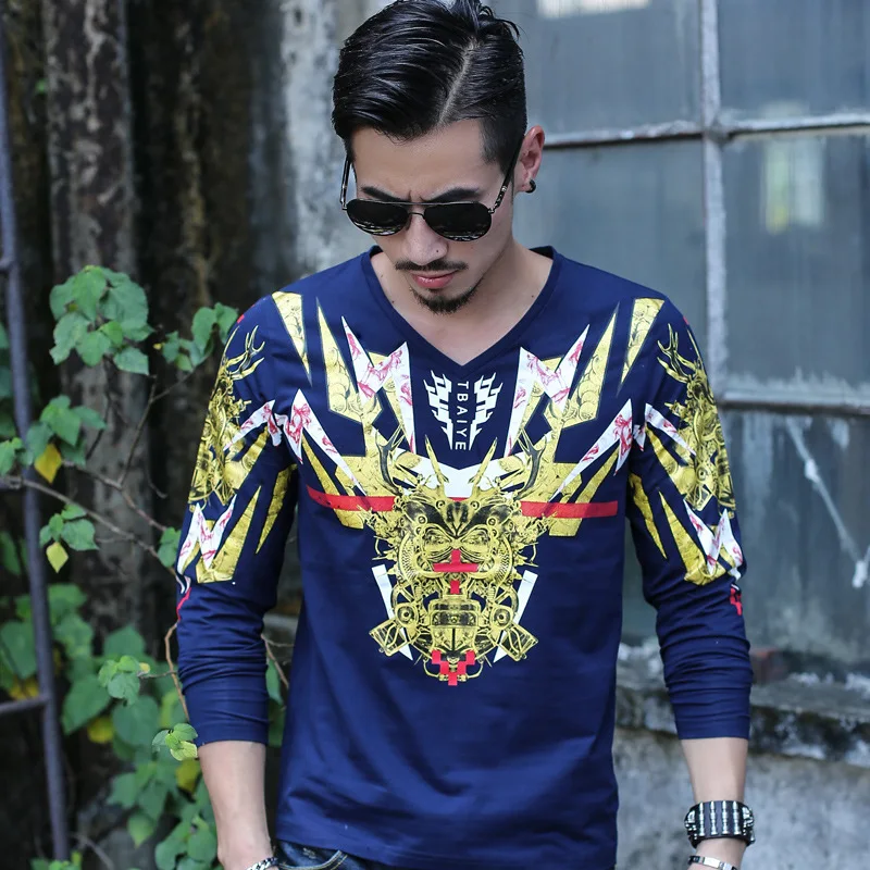 Футболки с длинным рукавом и принтом мужские компрессионные рубашки