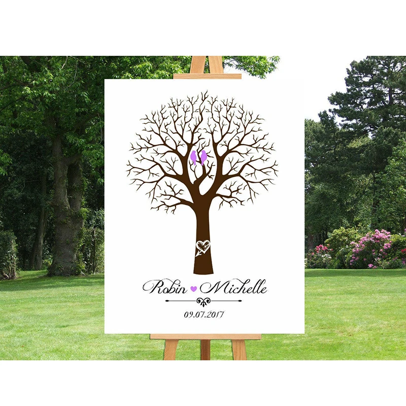 Отпечаток отпечатка пальца дерева на заказ гостевая книга свадебного свадебный