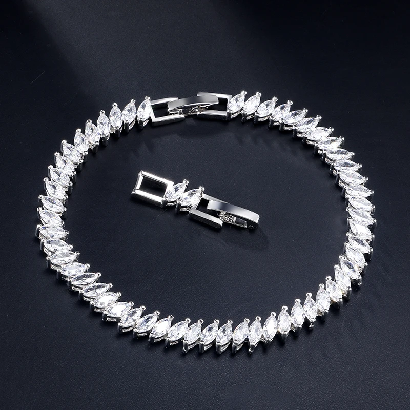 Браслет цепочка Uilz женский с фианитами Ювелирное Украшение камнями маркиза