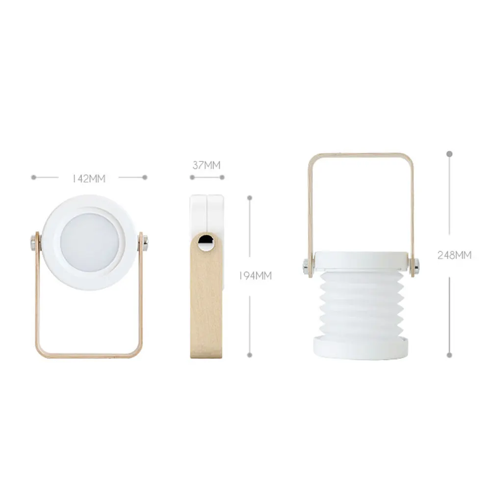 

2021 New Creative wooden handle charging night light reading lamp portable lantern lamp telescopic folding led table lamp
