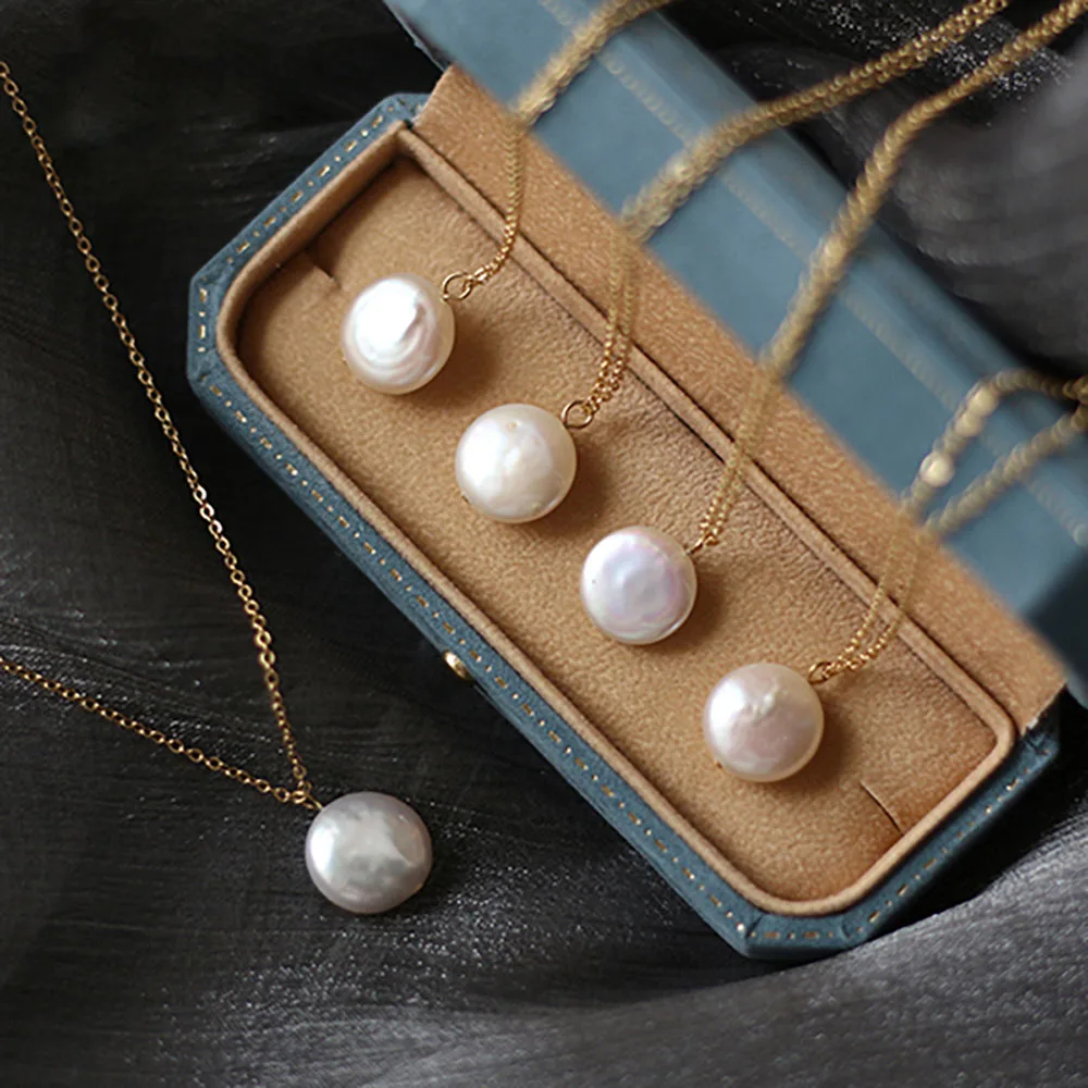 

18K Gold Filled Natural Baroque Pearl Necklace Simple Temperament Freshwater Pearl Pendant Choker Delicate Charm Ins Jewelry