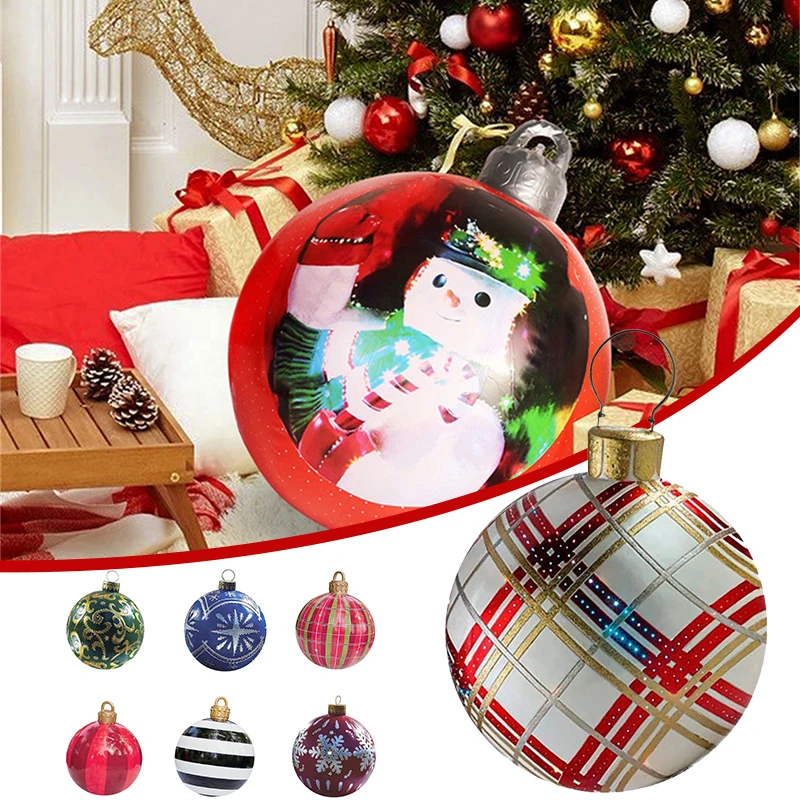 

2021 1PC PVC 60cm Christmas Balls Inflatable Decorated Toys Decorations Outdoor Atmosphere For Home Christmas Gift Ball Xmas