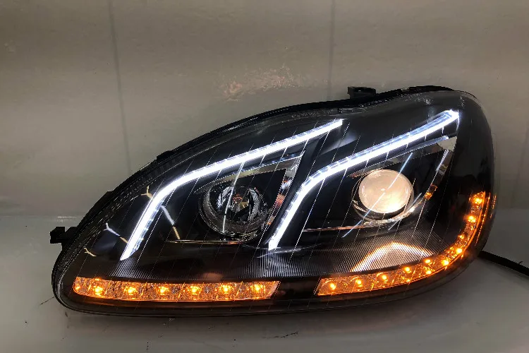 АКД Автомобиль Стайлинг фара для BENZ W220 светодиодный фонарь 1999-2005 S320 S350 светодиодный DRL динамический сигнал Hid Биксеноновые авто аксессуары