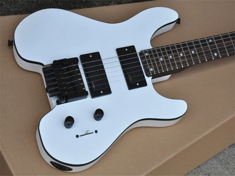 Белая безголовая электрическая гитара со специальным мостом подставка из