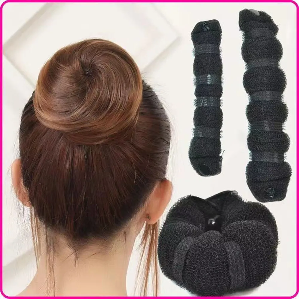 

Beige Magic Hair Ring Styler Maker Hot Hair Donut Bun Maker Scrunchie Chignon Hairpiece Bun Round Chignon For Women Lady Girls