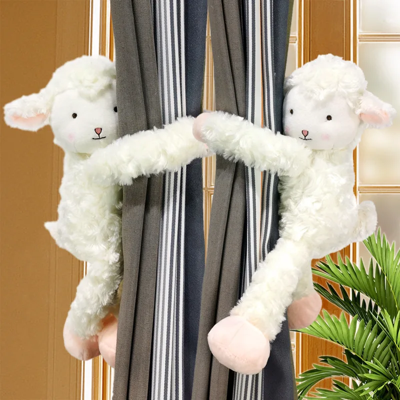 

2pcs Little Lamb Curtain Tieback Holder Strap Tie Backs Children Room Decoration Accessories Holdback Curtain Strap Hook